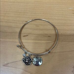 BOGO FREE • Gold Charm Bracelet with Rose and 'Beauty'
